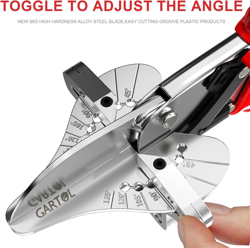 GARTOL Ratchet Miter Shears for Angular Cutting Molding Crafting, Shoe Molding & Quarter Round Cutting Tool Miter Cutter, Adjust at 45-135 Degree Multi-Angle Cutter Hand Tool for Soft Wood, PVC, MDF - Image 5